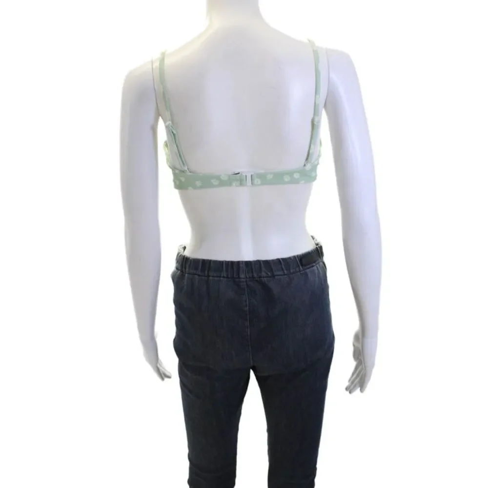 ONIA Women's Underwired Adjustable Straps Green Floral Bikini Top Size L